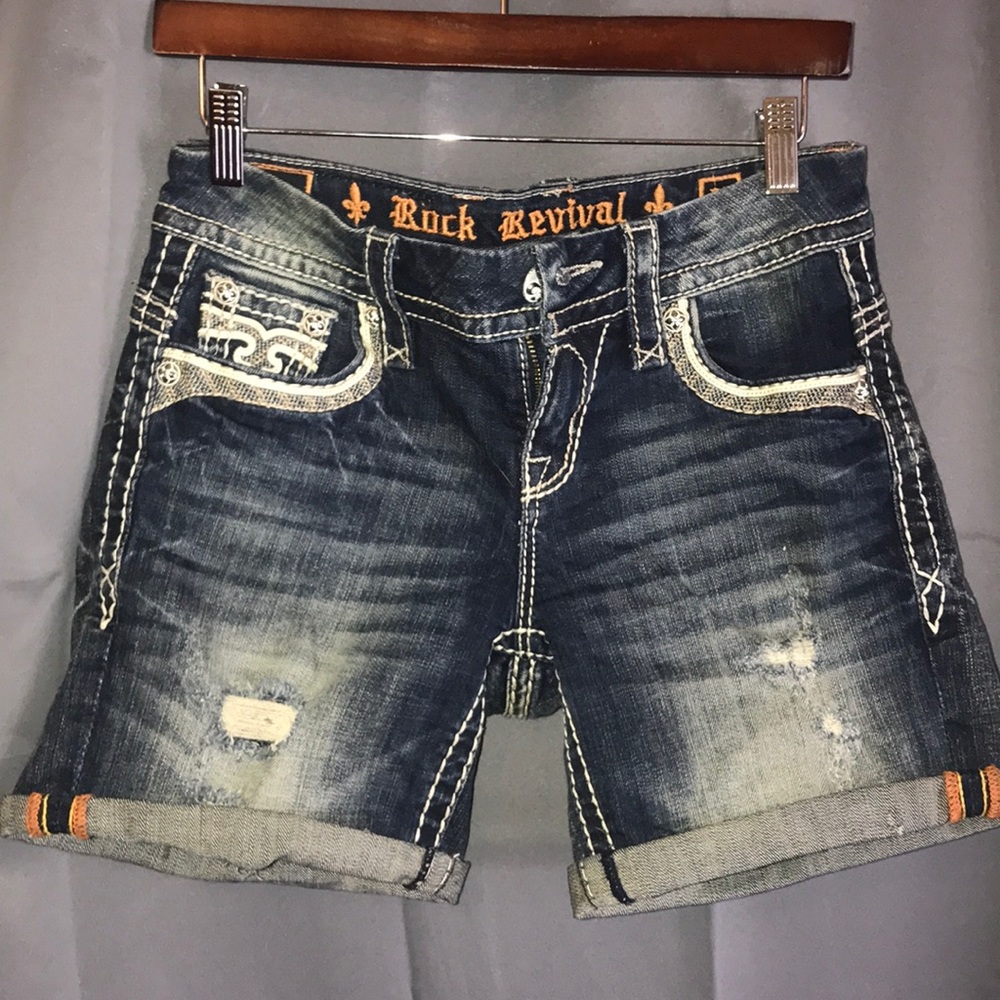 AUTHENTIC Rock Revival Distressed Jean Shorts